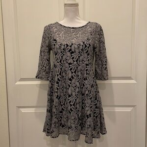 Free People Gray Lace Dress with Sleeves